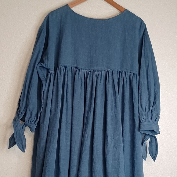 L.F. Markey Kelvin 100% Linen Oversized One Size Tent Trapeze Maxi Dress - Picture 6 of 12